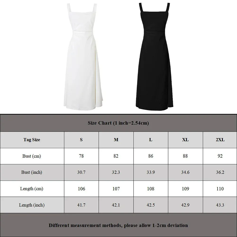 Elegant Spaghetti Strap Bow Square Collar Vintage Summer Midi Dress
