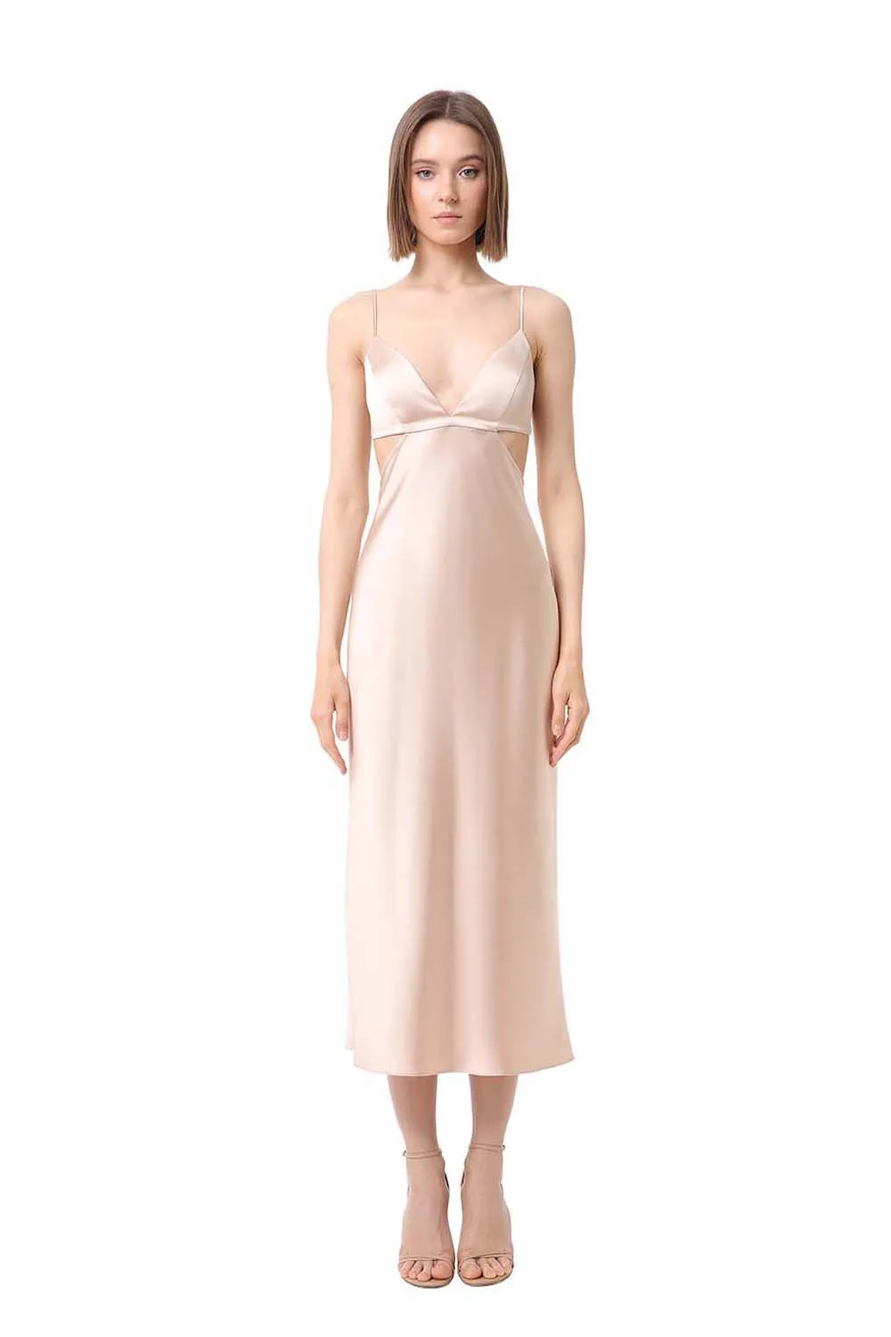 Elegant V-Neck Silk Dress