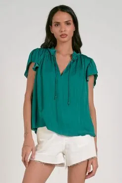 EMERALD RUFFLE TOP