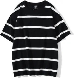 Emo Short Sleeve Oversized T Shirts for Women Men Crewneck Color Block Stripe Tops Grunge Aesthetic Goblincore Clothes