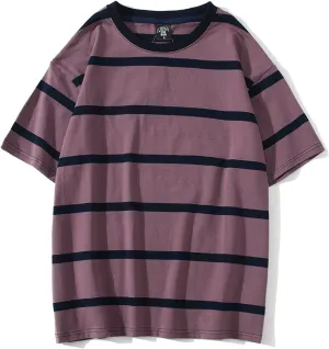 Emo Short Sleeve Oversized T Shirts for Women Men Crewneck Color Block Stripe Tops Grunge Aesthetic Goblincore Clothes