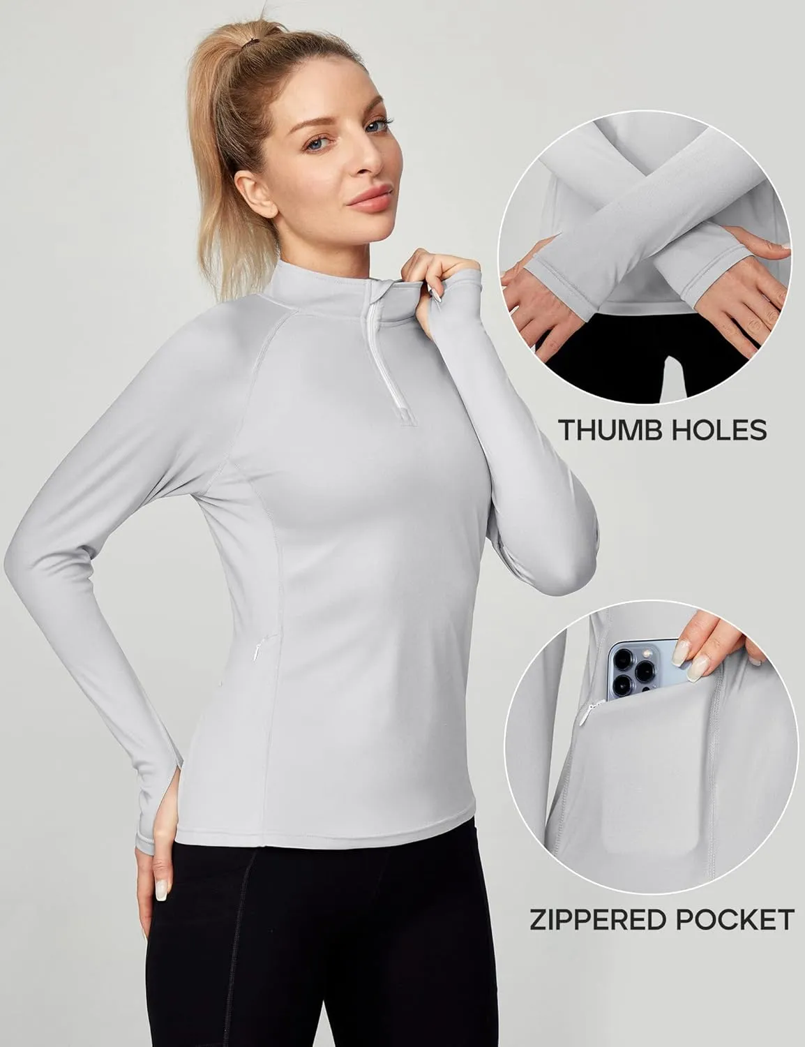 Ewedoos Rash Guard for Women UPF50  UV Sun Protection Clothing SPF Shirts Long Sleeve Swim Shirts for Woman with Pockets