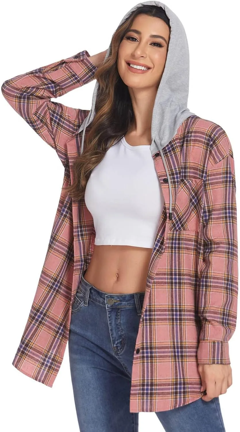 Fall Shacket Jacket 2024 Women Fall Clothes for Women Sweaters Flannels Plaid Shirts Button Down Long Sleeve Shirts