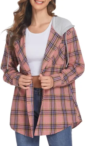 Fall Shacket Jacket 2024 Women Fall Clothes for Women Sweaters Flannels Plaid Shirts Button Down Long Sleeve Shirts