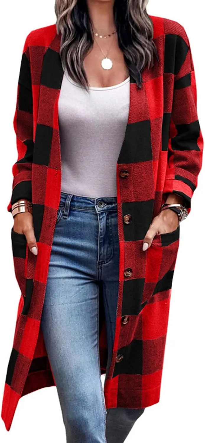 Fall Shacket Jacket 2024 Women Fall Clothes for Women Sweaters Flannels Plaid Shirts Button Down Long Sleeve Shirts