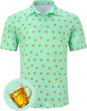 Fanient Men Golf Polo Shirts Short Sleeve 3D Printed Dry Fit Moisture Wicking 4-Way Stretch Summer Athletic Polo Shirts