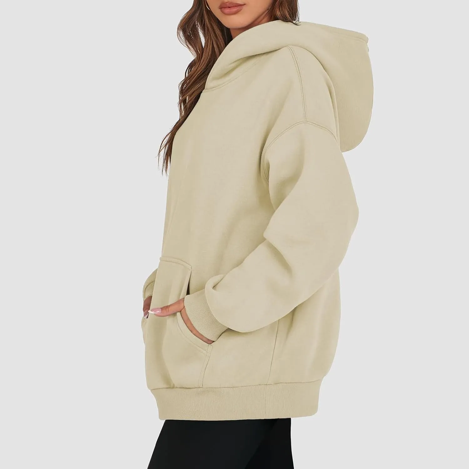 Fleece Hoodie Women Winter Warm Long Sleeve Oversized Hooded Sweatshirt Casual Comfy Soft Pullover Sweaters Preppy