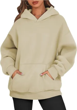 Fleece Hoodie Women Winter Warm Long Sleeve Oversized Hooded Sweatshirt Casual Comfy Soft Pullover Sweaters Preppy