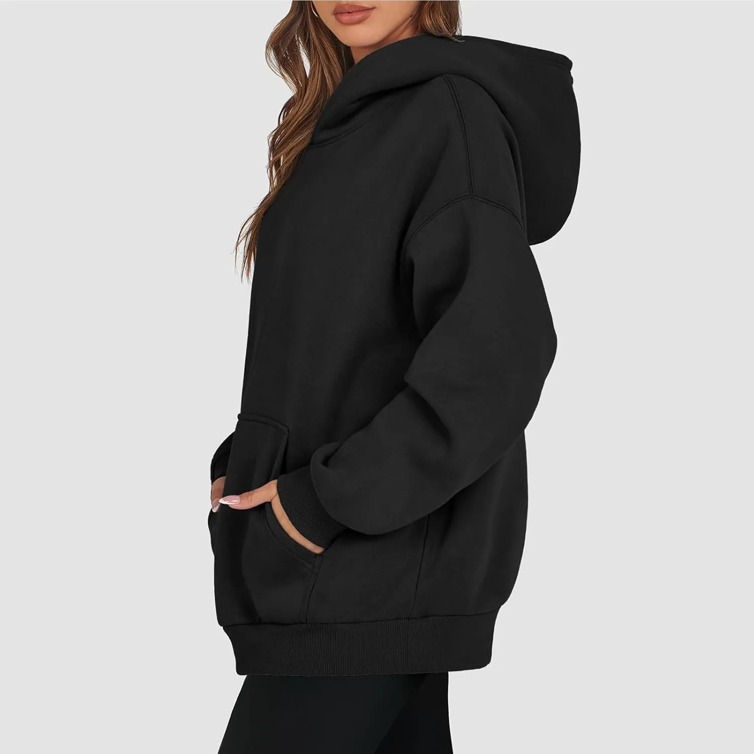 Fleece Hoodie Women Winter Warm Long Sleeve Oversized Hooded Sweatshirt Casual Comfy Soft Pullover Sweaters Preppy