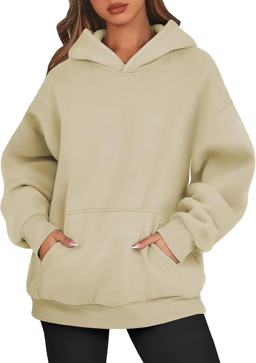 Fleece Hoodie Women Winter Warm Long Sleeve Oversized Hooded Sweatshirt Casual Comfy Soft Pullover Sweaters Preppy