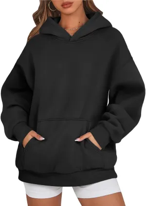 Fleece Hoodie Women Winter Warm Long Sleeve Oversized Hooded Sweatshirt Casual Comfy Soft Pullover Sweaters Preppy