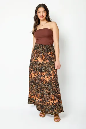Floral-Print Tiered Maxi Skirt