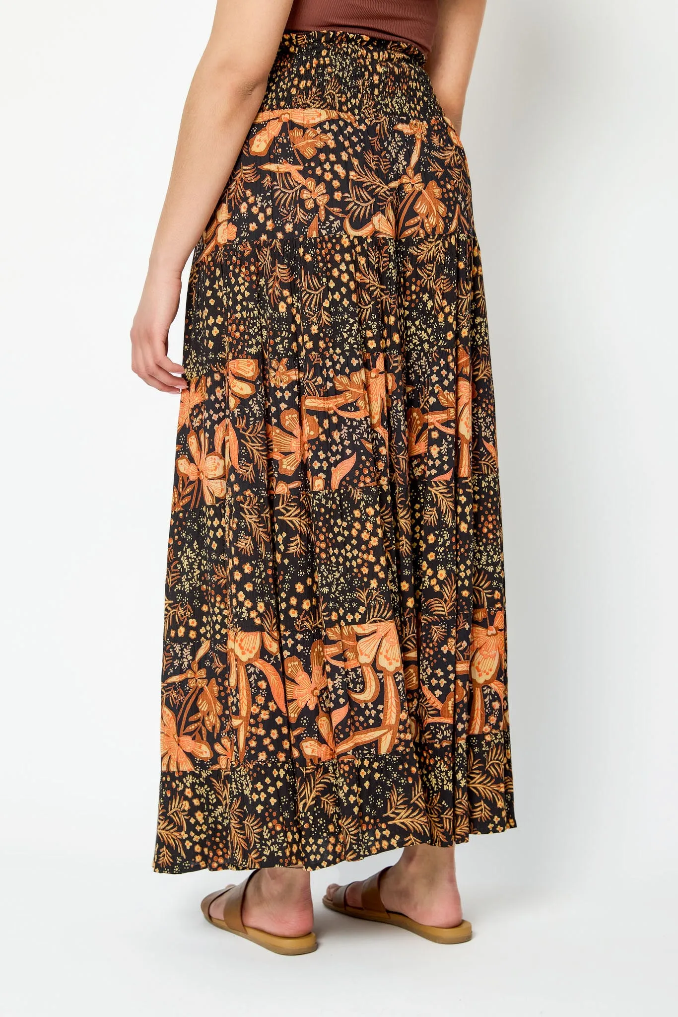 Floral-Print Tiered Maxi Skirt
