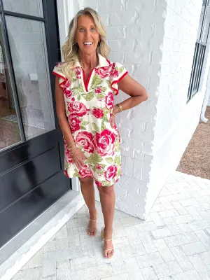 Floral Ruffle Sleeve Dress