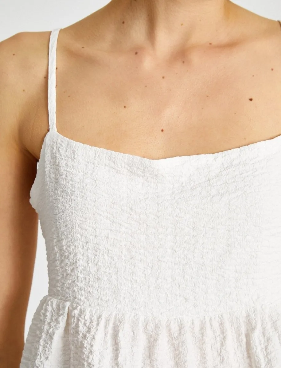 Flowy Tiered Cami Top in White
