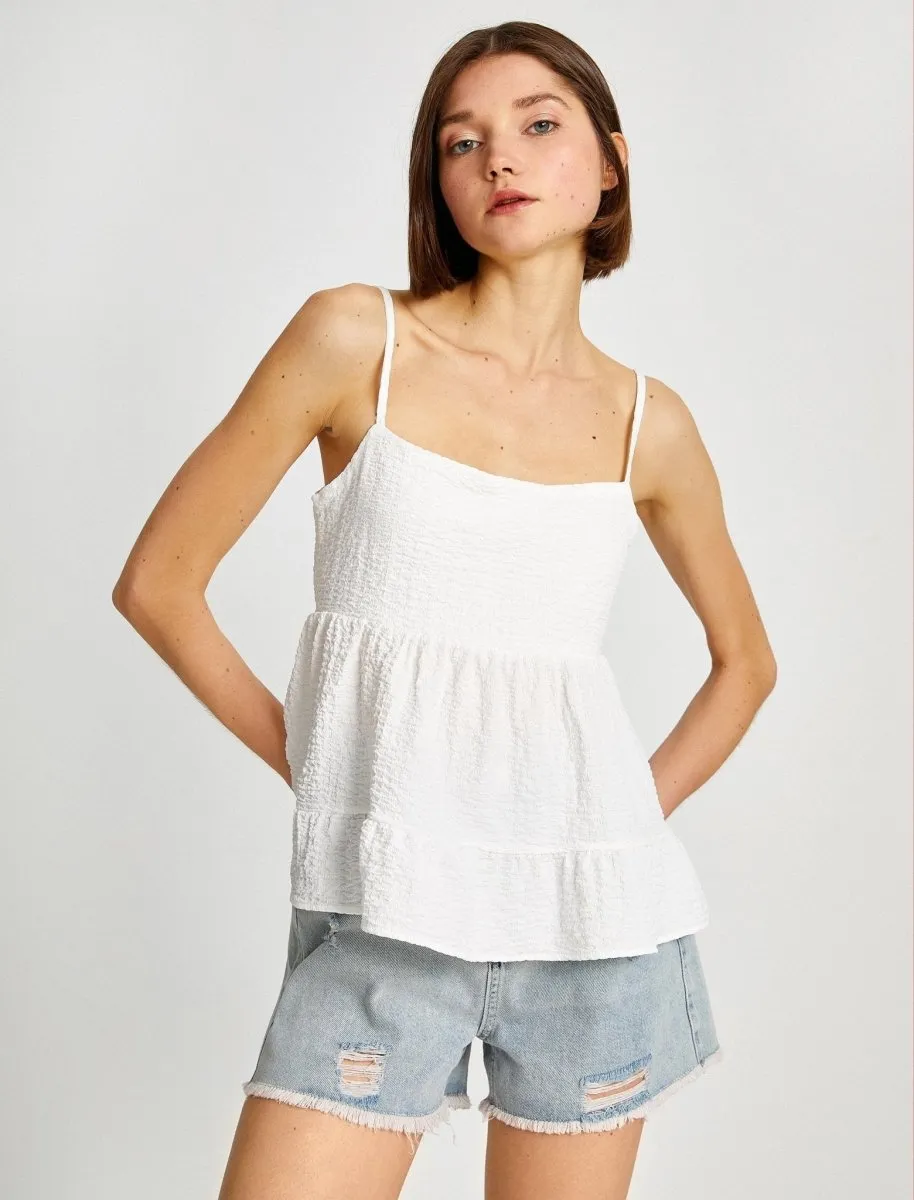 Flowy Tiered Cami Top in White