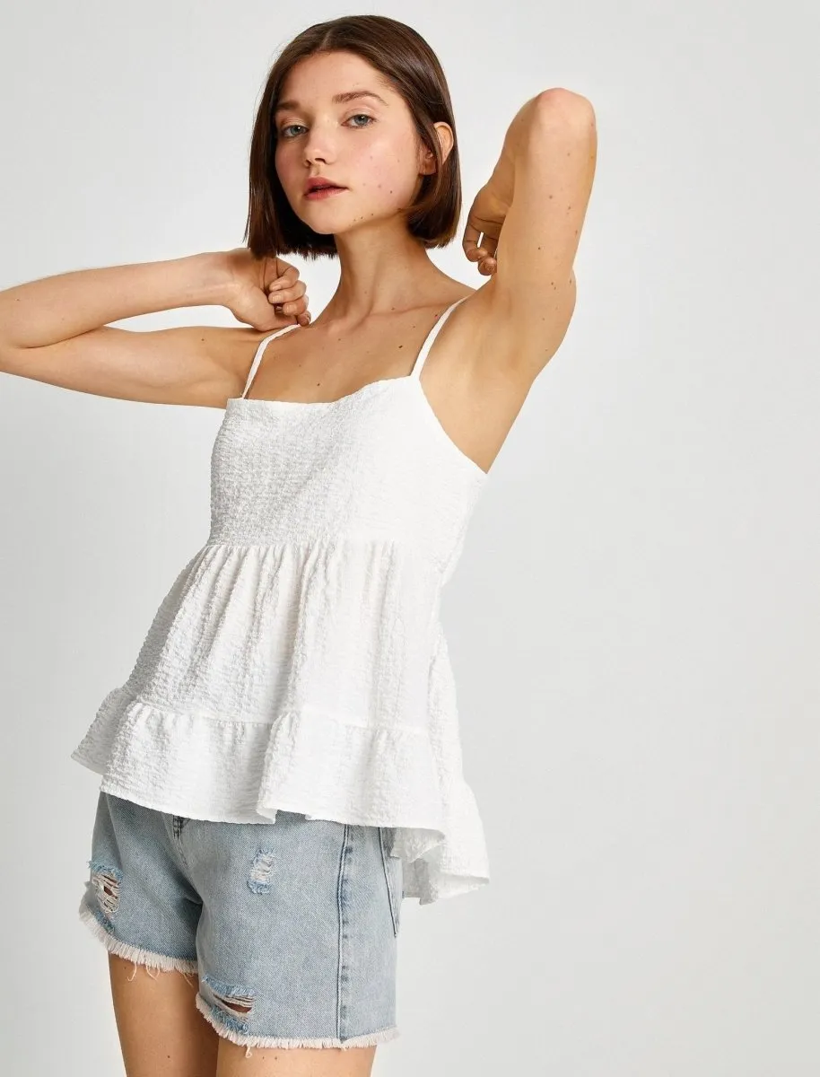 Flowy Tiered Cami Top in White