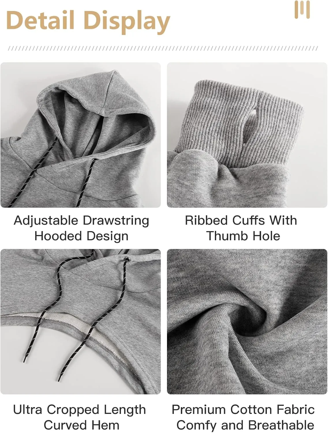 Flygo Women's Cut Out Super Cropped Hoodie Long Sleeve Hooded Sweatshirt Pullover Active Top