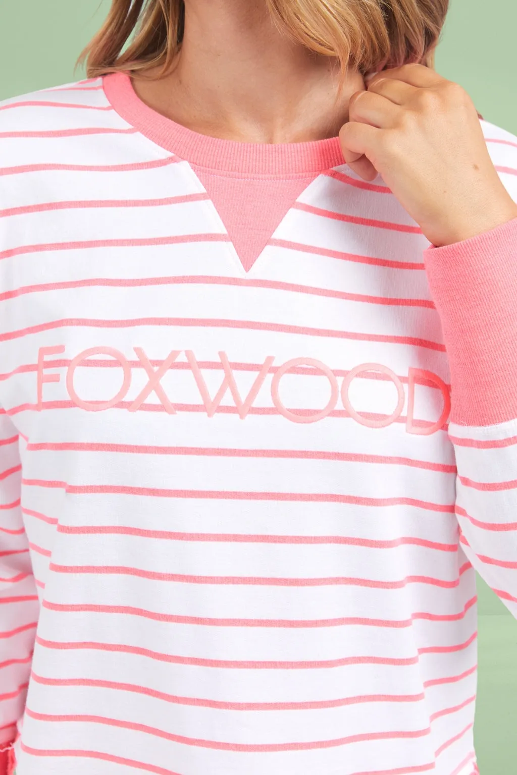 Foxwood Simplified Stripe Crew Neon Pink