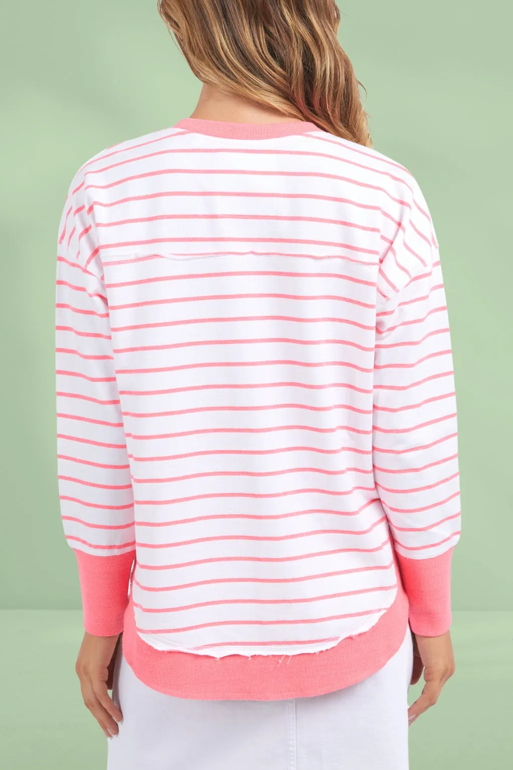Foxwood Simplified Stripe Crew Neon Pink