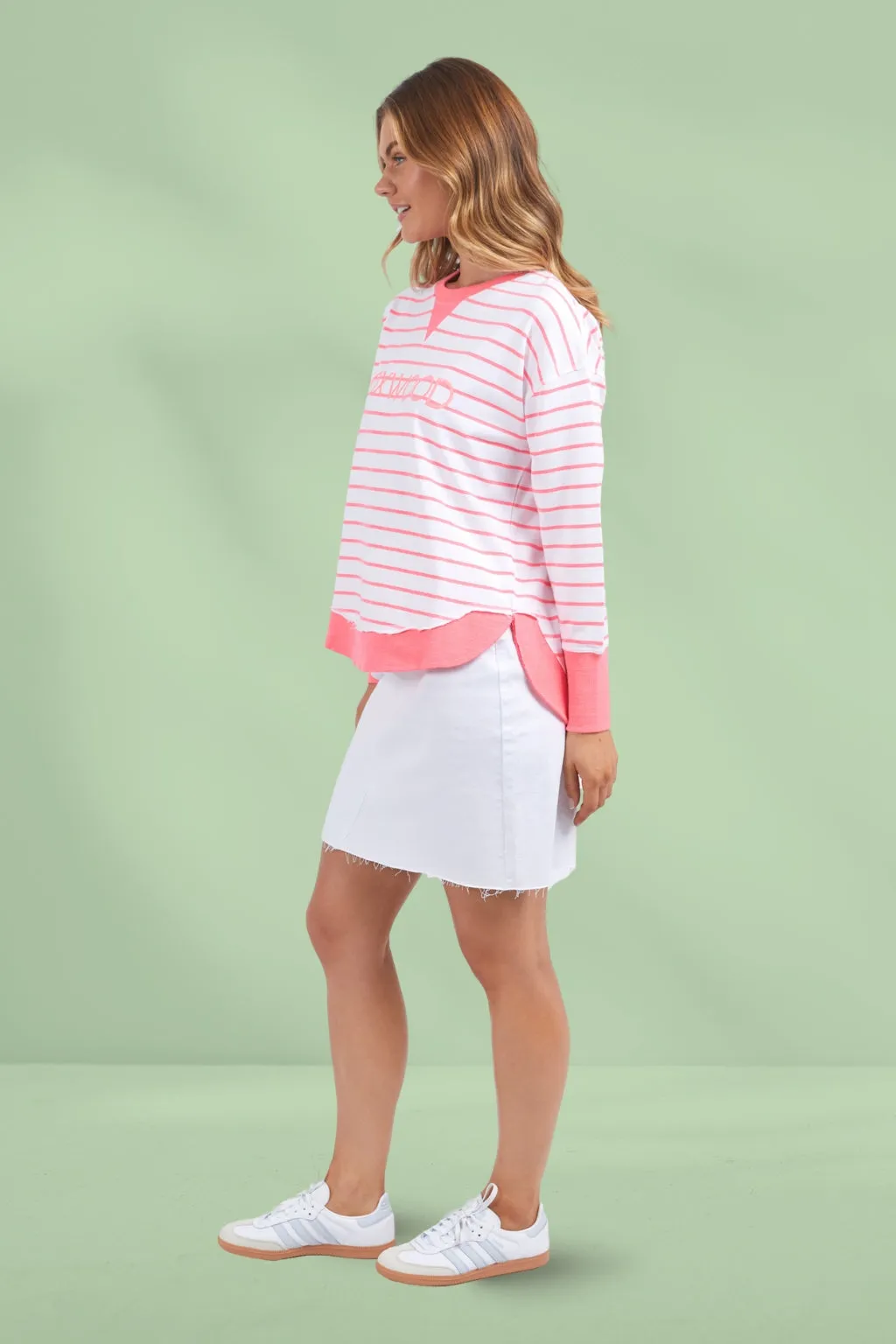 Foxwood Simplified Stripe Crew Neon Pink