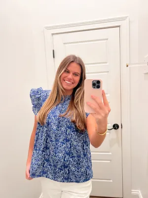Frannie Floral Blue Top