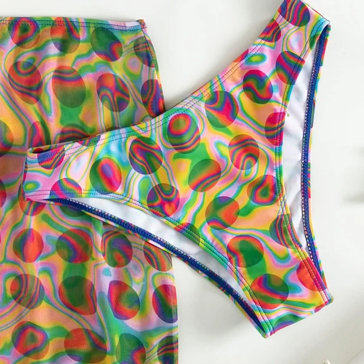 FYMNSI Rave Outfits for Women Metallic Swimsuits Sexy Bra Tops Bikini Panty Mini Skirt 3PCS Music Festival Halloween Costume