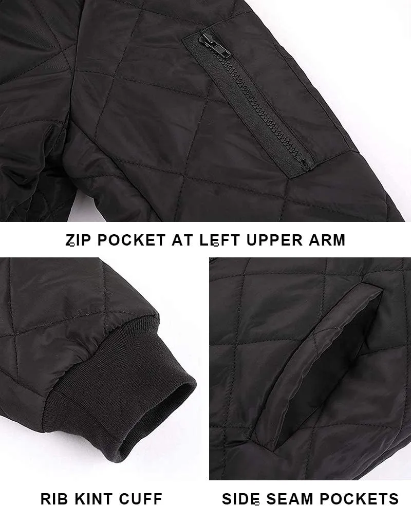Gafeng Mens Flight Bomber Diamond Quilted Jacket Lightweight Varsity Jackets Winter Warm Padded Coats Outwear