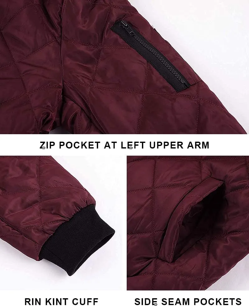 Gafeng Mens Flight Bomber Diamond Quilted Jacket Lightweight Varsity Jackets Winter Warm Padded Coats Outwear