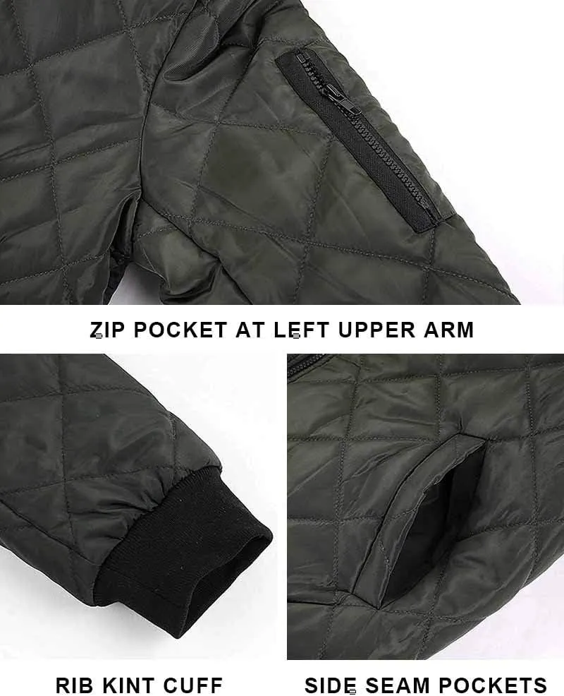 Gafeng Mens Flight Bomber Diamond Quilted Jacket Lightweight Varsity Jackets Winter Warm Padded Coats Outwear