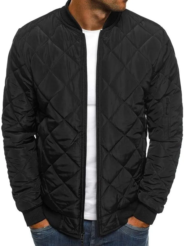 Gafeng Mens Flight Bomber Diamond Quilted Jacket Lightweight Varsity Jackets Winter Warm Padded Coats Outwear