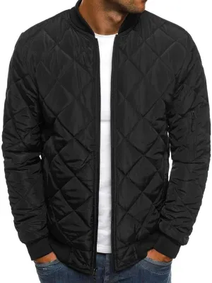 Gafeng Mens Flight Bomber Diamond Quilted Jacket Lightweight Varsity Jackets Winter Warm Padded Coats Outwear