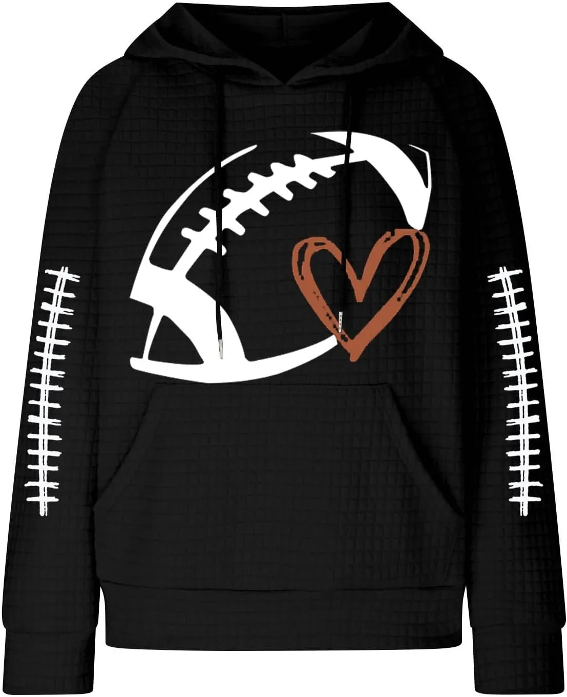 Game Day Shirts Women Long Sleeve Football Graphic Crewneck Sweatshirts Waffle Knit Hoodie Football Season Pullover