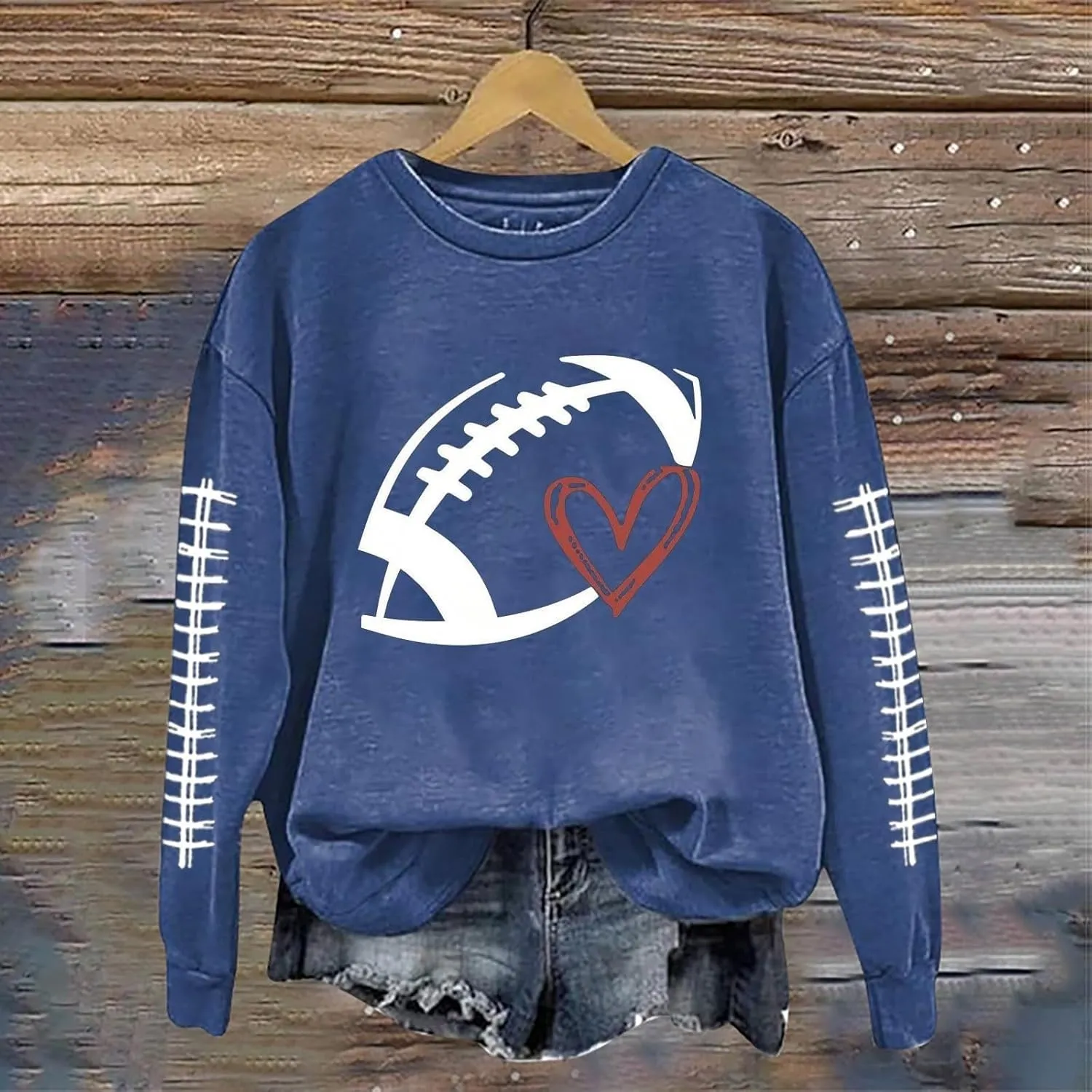 Game Day Sweatshirts for Women 2024 Fall Football Fan Hoodie Cute Funny Printed Sweaters Long Sleeve Crewneck Outwear
