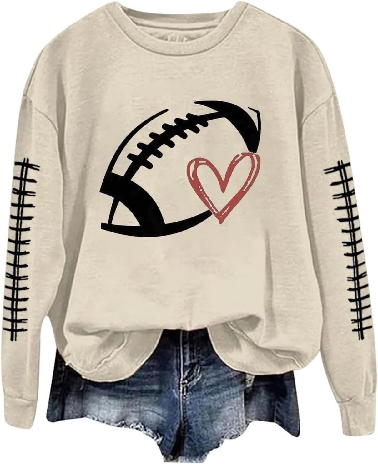 Game Day Sweatshirts for Women 2024 Fall Football Fan Hoodie Cute Funny Printed Sweaters Long Sleeve Crewneck Outwear