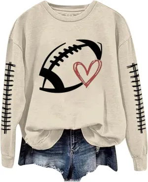 Game Day Sweatshirts for Women 2024 Fall Football Fan Hoodie Cute Funny Printed Sweaters Long Sleeve Crewneck Outwear