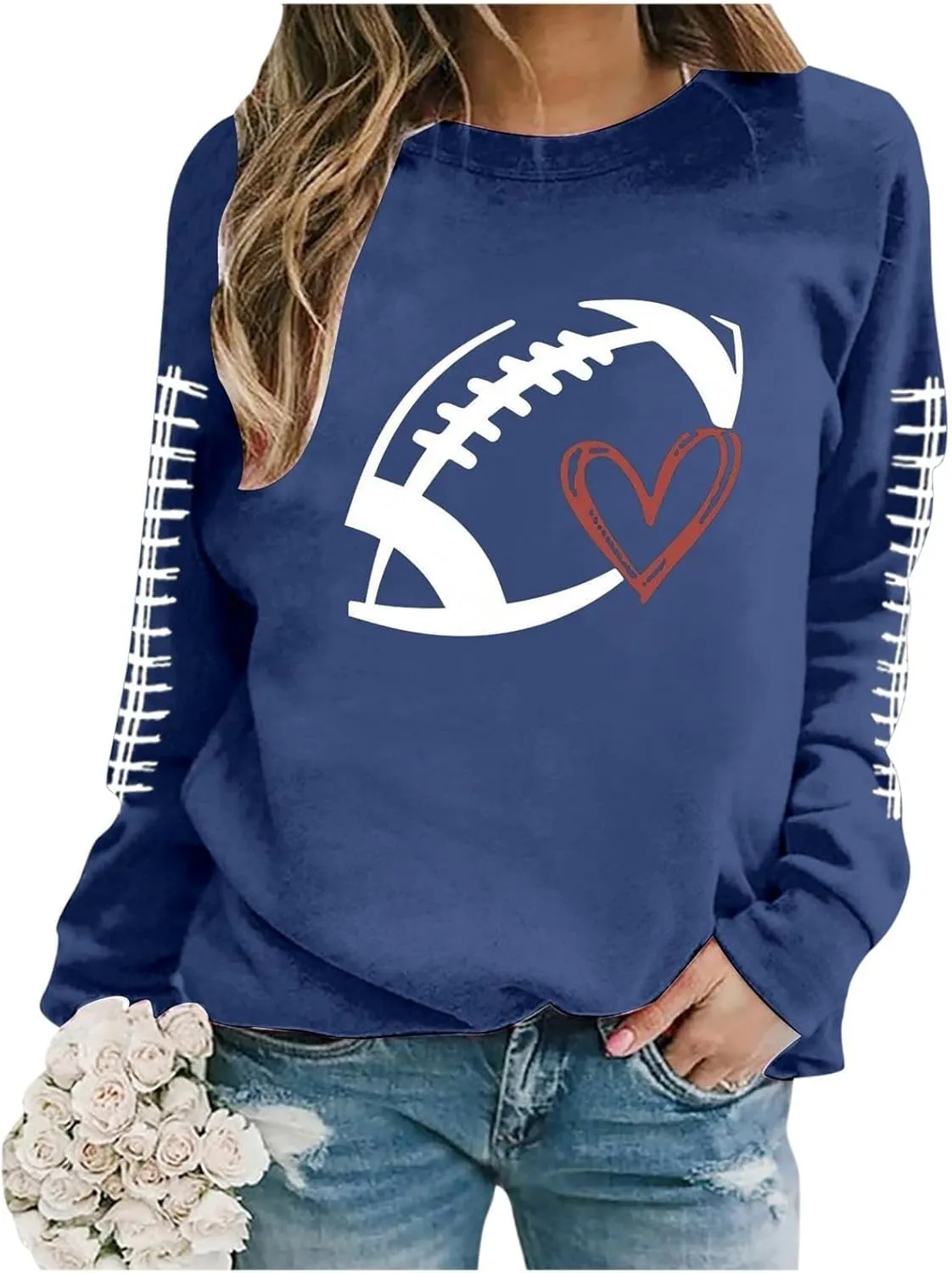 Game Day Sweatshirts for Women 2024 Fall Football Fan Hoodie Cute Funny Printed Sweaters Long Sleeve Crewneck Outwear