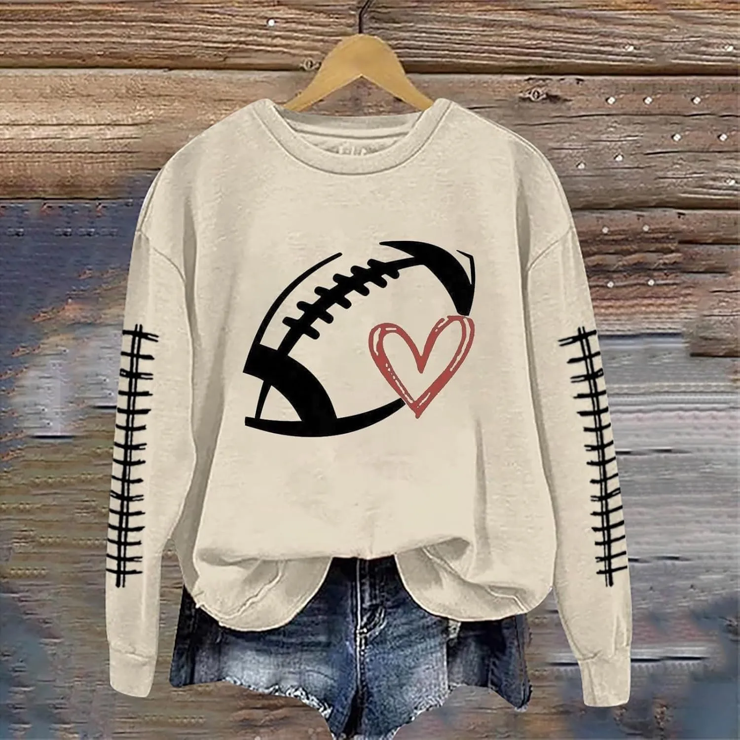 Game Day Sweatshirts for Women 2024 Fall Football Fan Hoodie Cute Funny Printed Sweaters Long Sleeve Crewneck Outwear