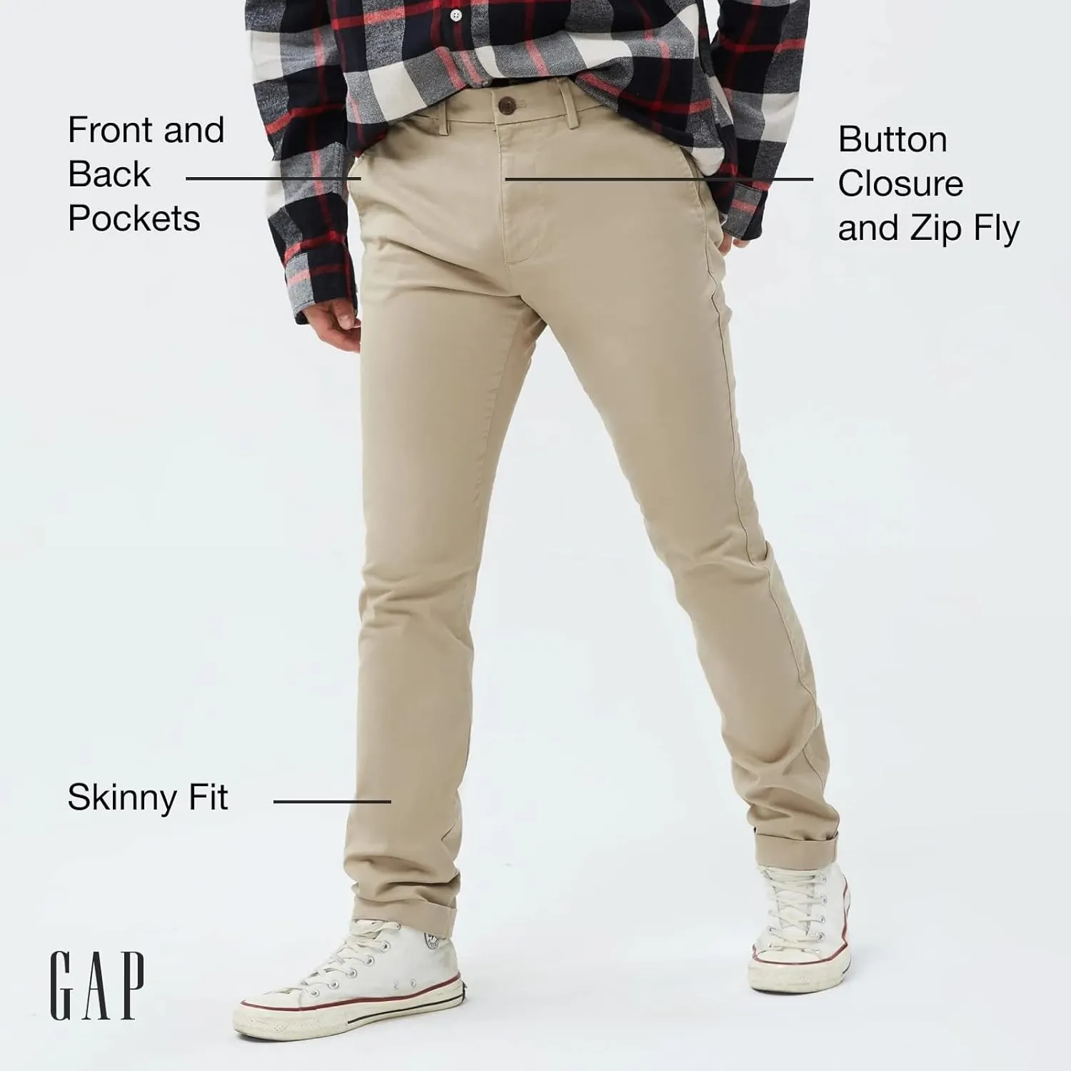 GAP Men's Essential Skinny Fit Khaki Chino Pants
