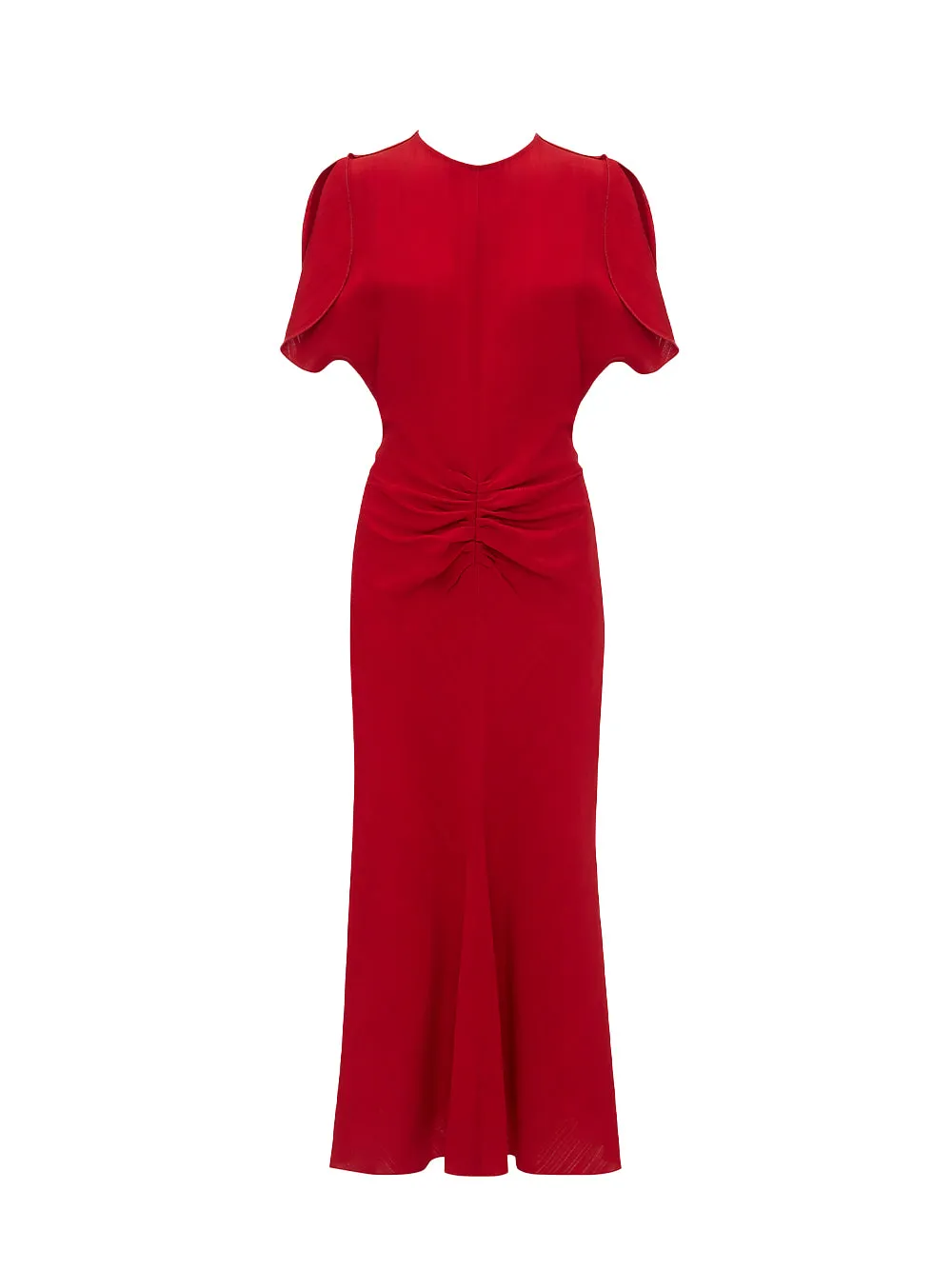 Gathered Waist Midi Dress (Carmine)