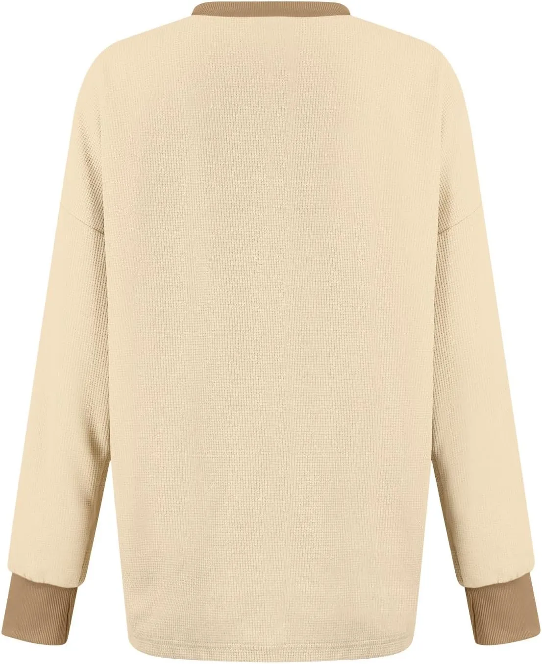 GOFULY Women'S Crewneck Sweatshirts Lightweight Waffle Knit Shirts Long Sleeve Fall Pullover Ribbed Color Block Sweatshirt