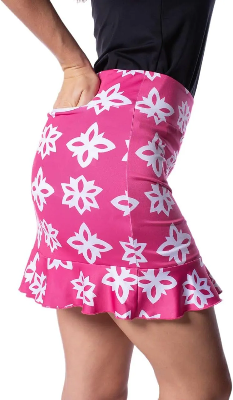 GOLFTINI Printed Pull-On Ruffle Skort 17.5"