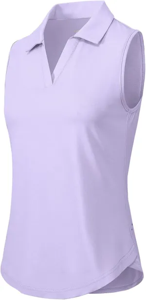 Gopune Women's Sleeveless Golf Shirts Quick Dry Lightweight UPF 50  Tennis Polo Shirts Collared V-Neck Tank Tops
