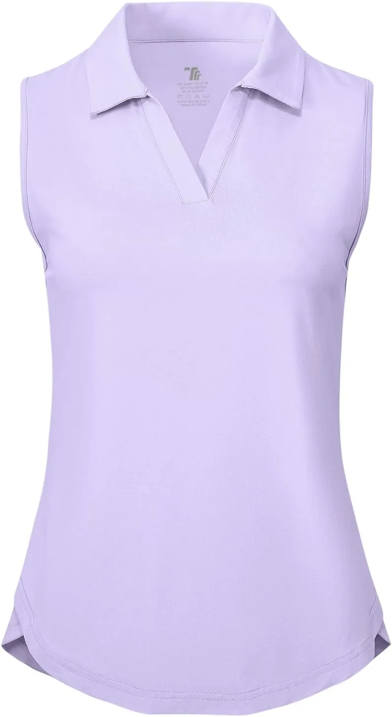 Gopune Women's Sleeveless Golf Shirts Quick Dry Lightweight UPF 50  Tennis Polo Shirts Collared V-Neck Tank Tops