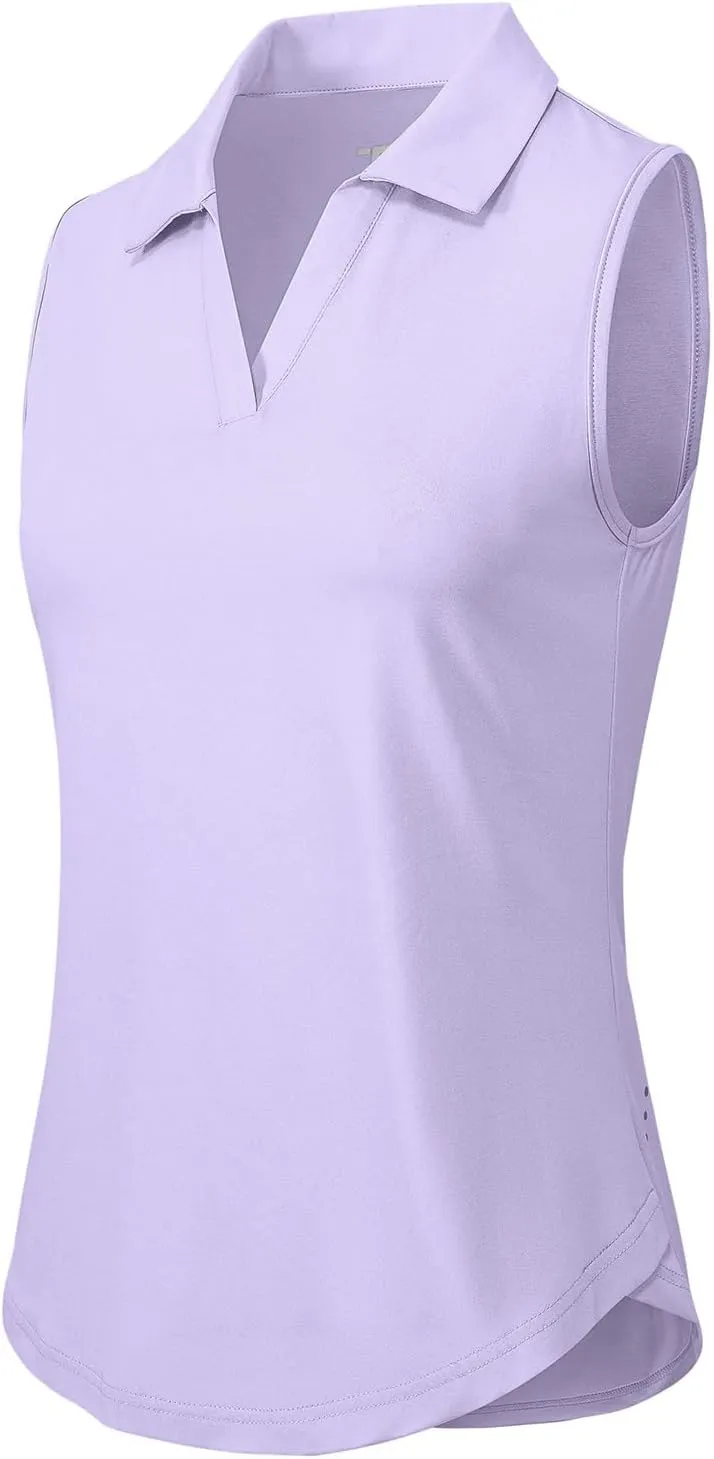 Gopune Women's Sleeveless Golf Shirts Quick Dry Lightweight UPF 50  Tennis Polo Shirts Collared V-Neck Tank Tops