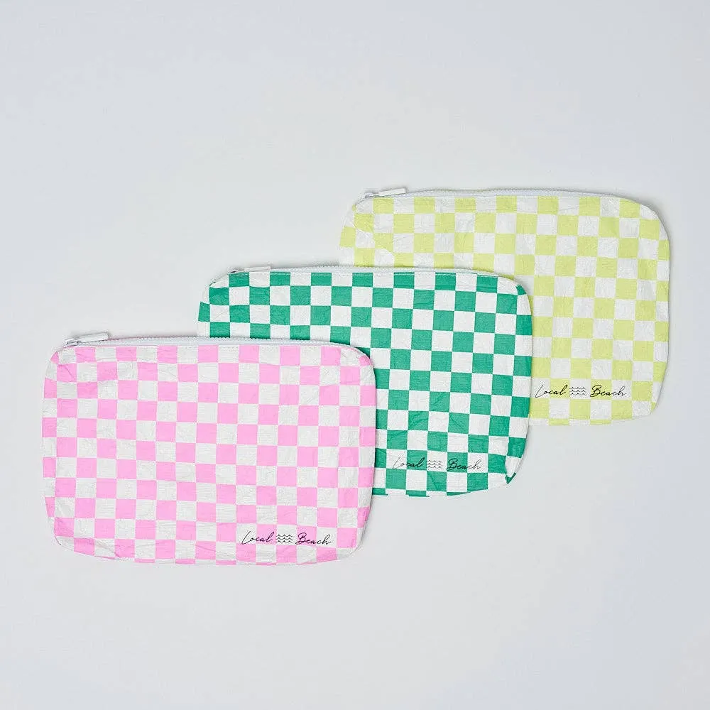 Green Checker Water Resistant Pouch