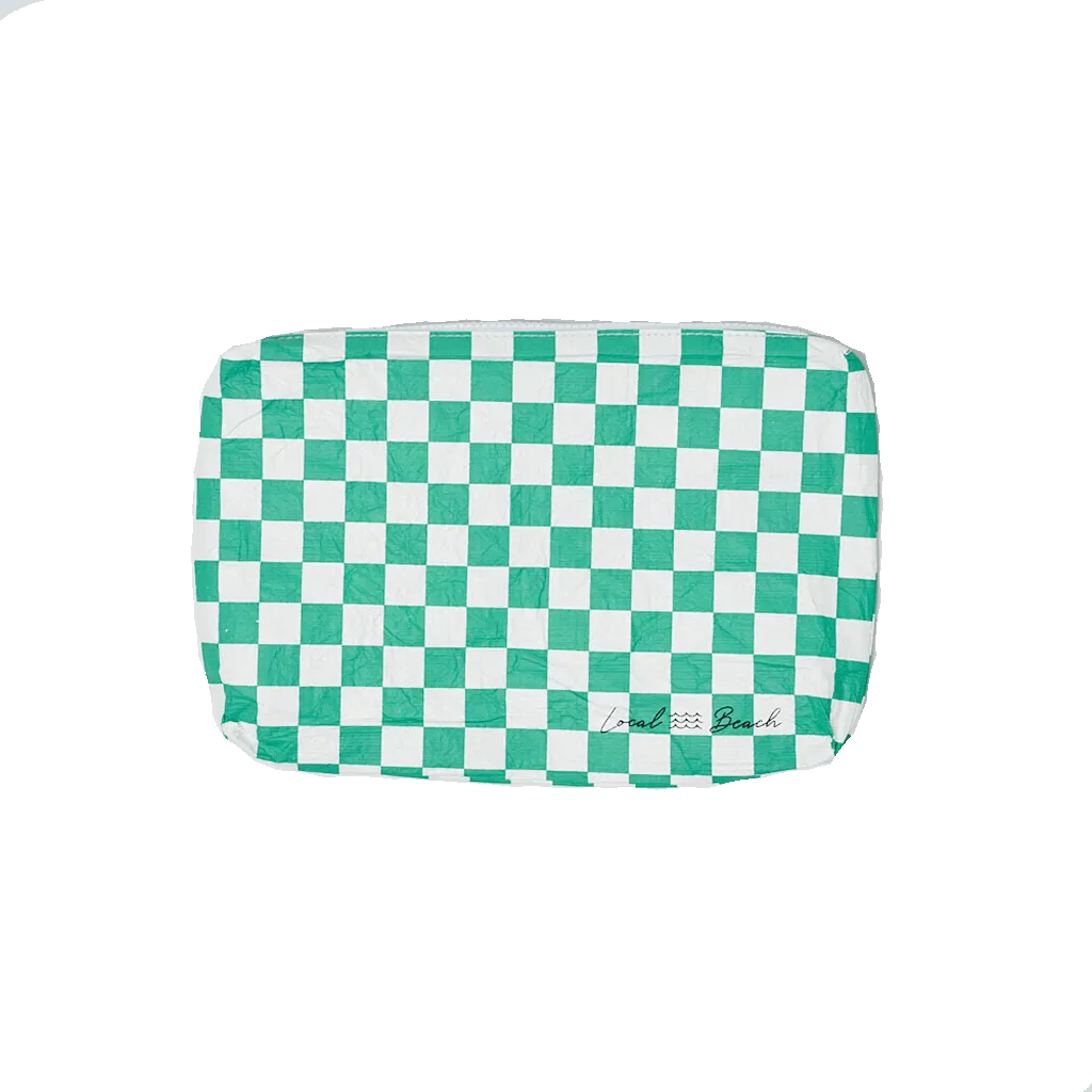 Green Checker Water Resistant Pouch