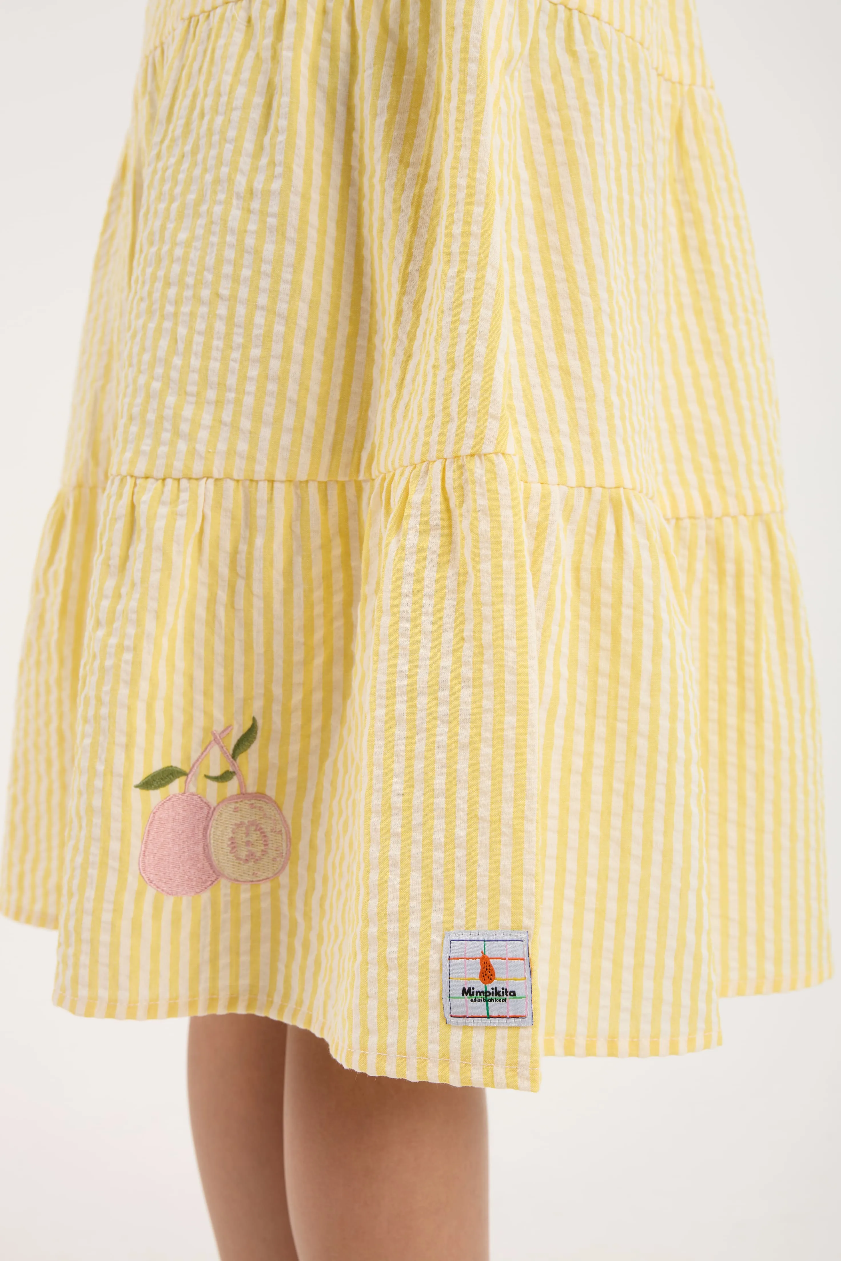 Guava Yellow Stripes Mini Tiered Skirt - Girls