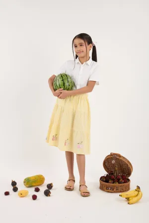 Guava Yellow Stripes Mini Tiered Skirt - Girls