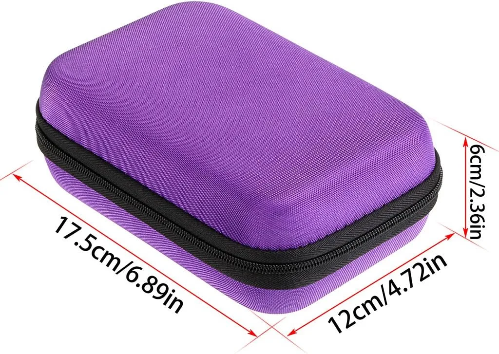 Hipiwe Hard Shell Essential Oil Carrying Case Holds 12 Bottles (Can hold 5ml, 10ml, &10ml Rollers) Travel Size Essential Oils Bag Organizer Perfect for Essential Oils Bottle (Purple)